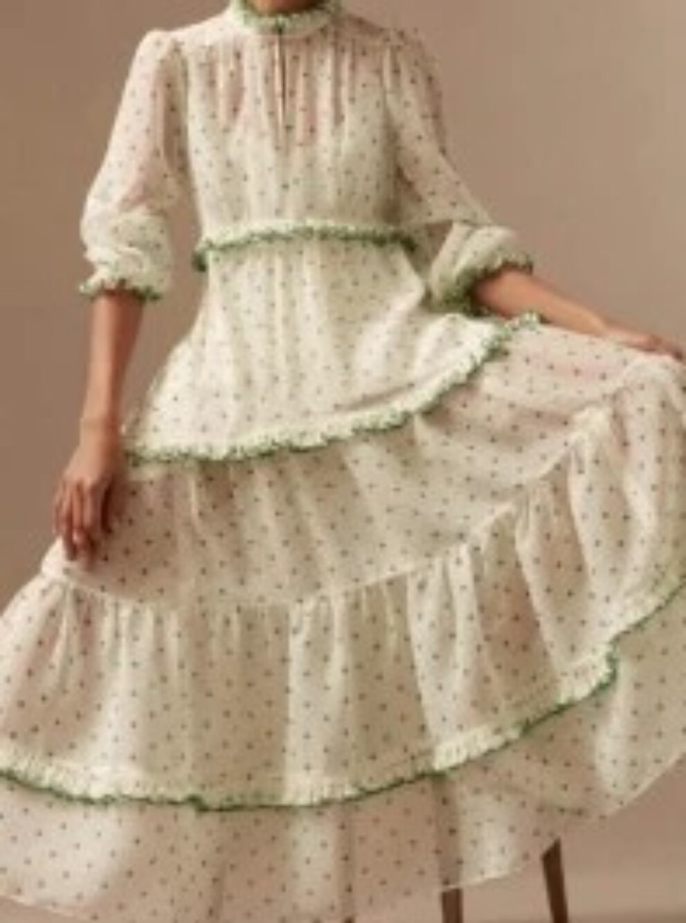 ME+EM Ruffle Slip Polka Dot Dress, feminine, bohemian, prairie, Cottage, 2 Peice